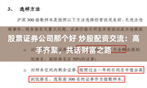 股票证券公司那个好 炒股配资交流：高手齐聚，共话财富之路